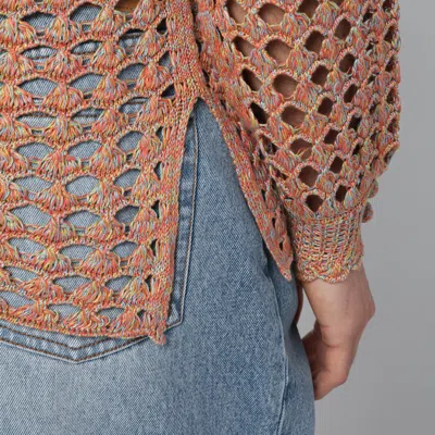 Valentino Openwork Sweater In Linen Blend In Nude