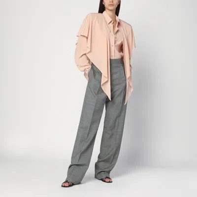 Stella Mccartney Ruffled Silk Long-sleeved Shirt In Pink