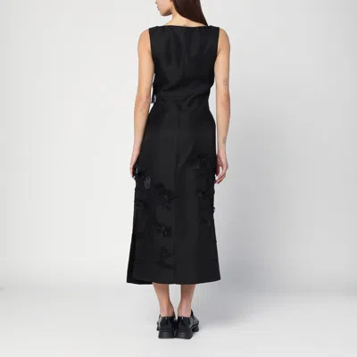 Mark Kenly Domino Tan Dove Atelier Silk-wool Twill Midi Dress In Black