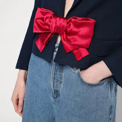 Valentino Tailored Bow-detail Jacket Crafted From Lightweight Viscose In Blue