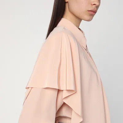 Stella Mccartney Ruffled Silk Long-sleeved Shirt In Pink