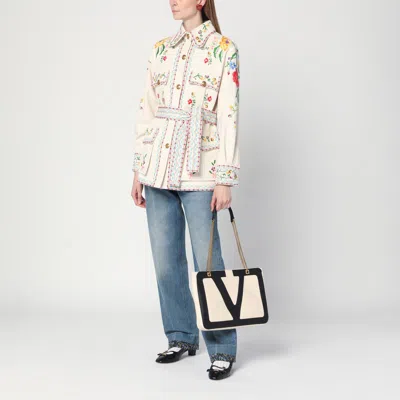 Valentino Straight-fit Denim Pants With Colorful Embellishments In Blue
