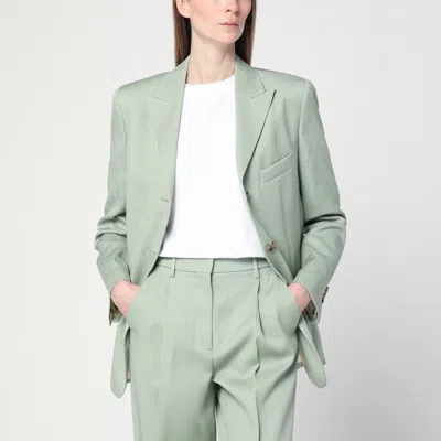 Golden Goose Light Green Single-breasted Jacket In Wool In Green