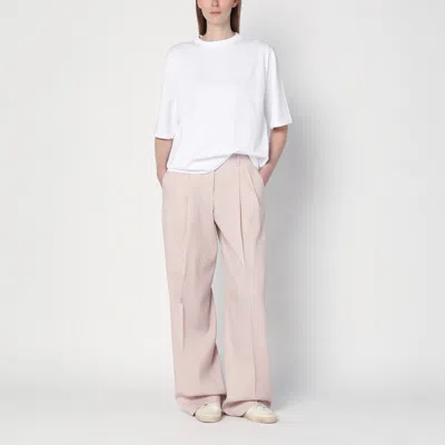 Golden Goose Light Pink Wide-leg Trousers In Wool In Pink