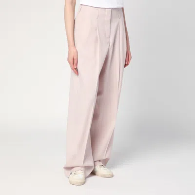 Golden Goose Light Pink Wide-leg Trousers In Wool In Pink