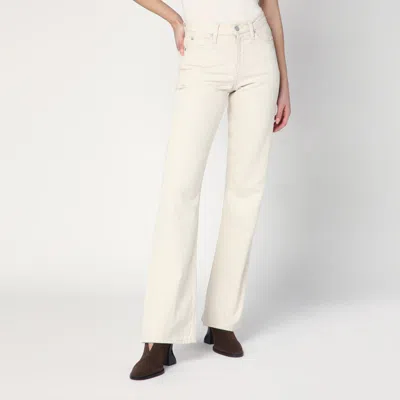 Calvin Klein Relaxed Flared Beige Jeans In Linen Blend In Light Blue