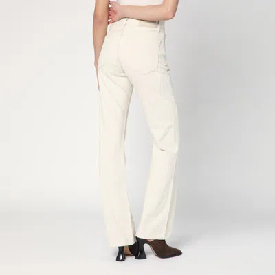 Calvin Klein Relaxed Flared Beige Jeans In Linen Blend In Light Blue