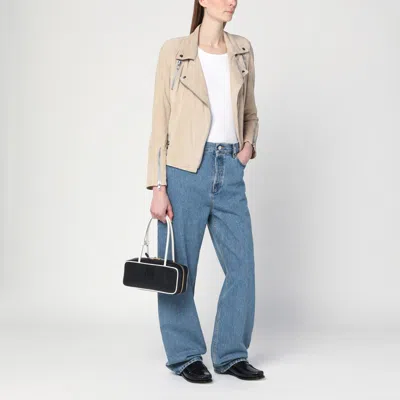 Sword 6.6.44 Sword 6644 Beige Biker Jacket In Suede Leather In Beige