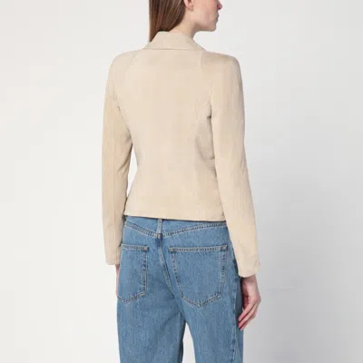 Sword 6.6.44 Sword 6644 Beige Biker Jacket In Suede Leather In Beige