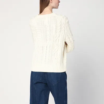Polo Ralph Lauren Cream Sweater With Flag Detail In Green