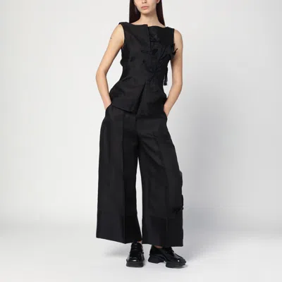 Mark Kenly Domino Tan Atelier Pasa Black Trousers In Silk And Wool In Black