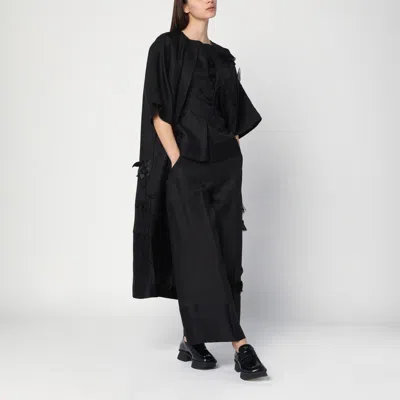 Mark Kenly Domino Tan Mkdt Studio Atelier Cova Black Coat In Silk And Wool In Black