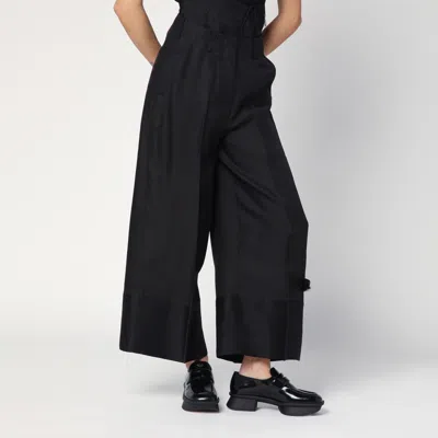 Mark Kenly Domino Tan Atelier Pasa Black Trousers In Silk And Wool In Black