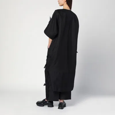 Mark Kenly Domino Tan Mkdt Studio Atelier Cova Black Coat In Silk And Wool In Black