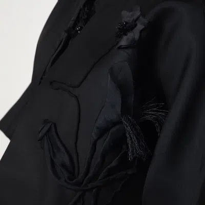 Mark Kenly Domino Tan Mkdt Studio Atelier Cova Black Coat In Silk And Wool In Black