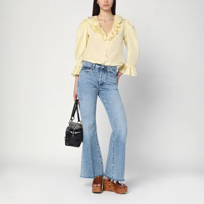 Chloé V-neck Ruffle Top In Silk Habotai In Yellow