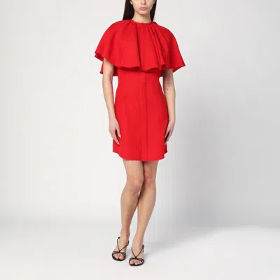 Ami Alexandre Mattiussi Red Wool Shirt Dress With Ruff Red In Red