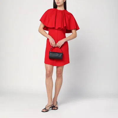 Ami Alexandre Mattiussi Red Wool Shirt Dress With Ruff Red In Red