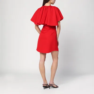 Ami Alexandre Mattiussi Red Wool Shirt Dress With Ruff Red In Red