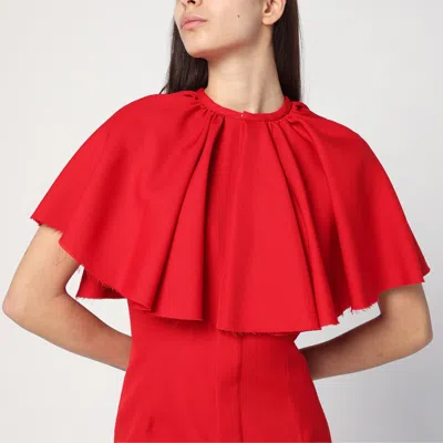 Ami Alexandre Mattiussi Red Wool Shirt Dress With Ruff Red In Red