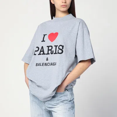 Balenciaga Women I Love Paris T-shirt In Grey