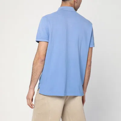 Polo Ralph Lauren Blue Polo Shirt With Classic Collar And Polo Bear Embroidery On The Front In Blue