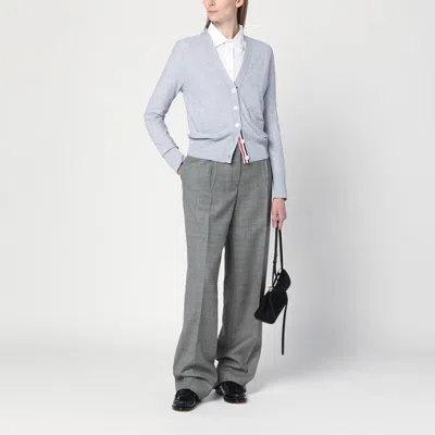 Thom Browne Light Grey Cardigan In Cotton And Silk Women In Grey
