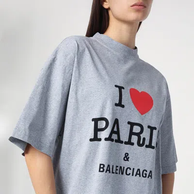 Balenciaga Women I Love Paris T-shirt In Grey