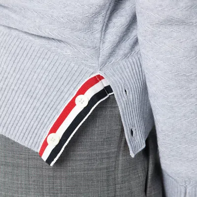 Thom Browne Light Grey Cardigan In Cotton And Silk Women In Grey