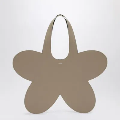 Coperni Flower Beige Leather Tote Bag In Beige