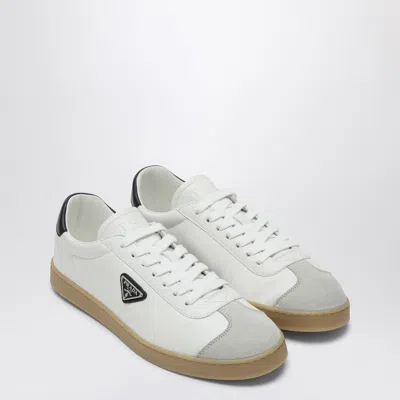 Prada Lane Leather Low-top Sneakers In White