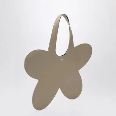 Coperni Flower Beige Leather Tote Bag In Beige