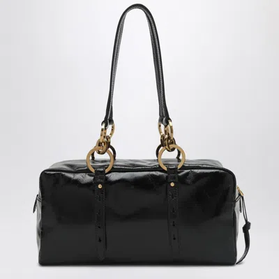 Prada Leather Handbag With Double Handles And Front Pocket In Black