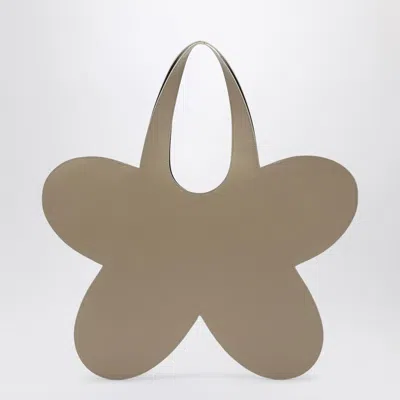 Coperni Flower Beige Leather Tote Bag In Beige