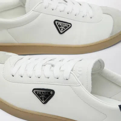 Prada Lane Leather Low-top Sneakers In White