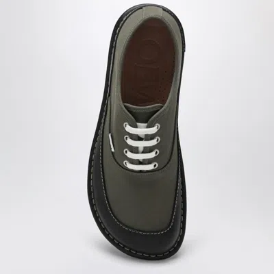 Loewe Bay Lace-up Shoes In Khaki Canvas And Leather Men In Green