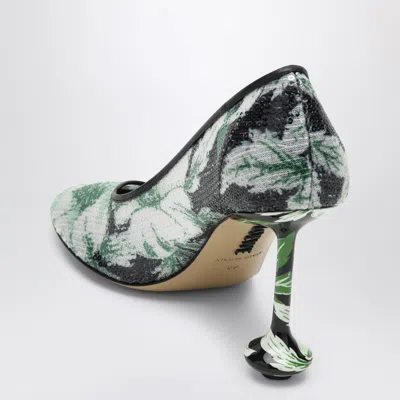 Loewe Mesh Toy Pumps With Embellished Floral Pattern In Black