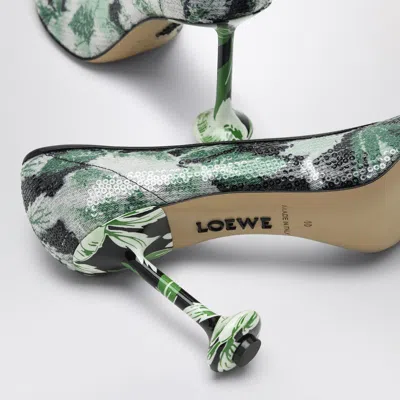Loewe Mesh Toy Pumps With Embellished Floral Pattern In Black
