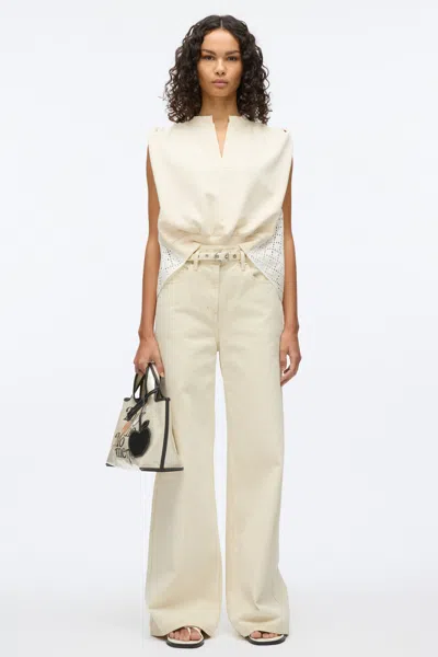 3.1 Phillip Lim French Terry Top With Broiderie Anglaise Combo In Ecru-white