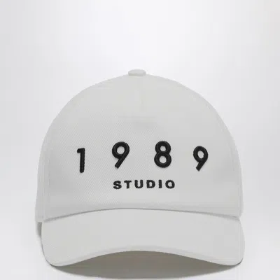 1989 Studio Striped Baseball Patch Cap With Curved Brim In White