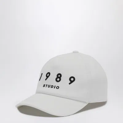 1989 Studio Striped Baseball Patch Cap With Curved Brim In White