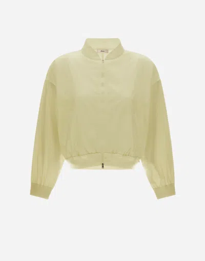 Herno Cardigan In Matt Viscose And New Techno Taffeta In Ivory