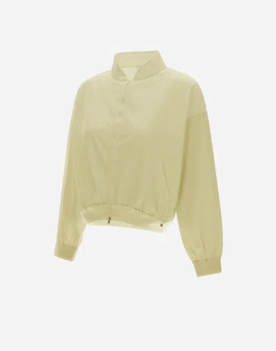 Herno Cardigan In Matt Viscose And New Techno Taffeta In Ivory