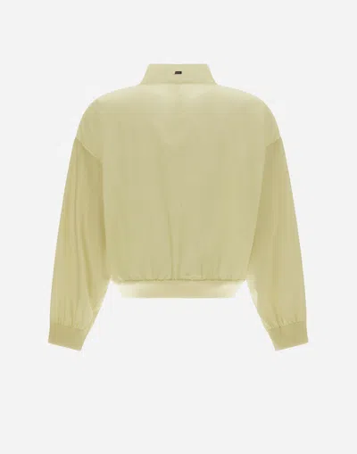 Herno Cardigan In Matt Viscose And New Techno Taffeta In Ivory