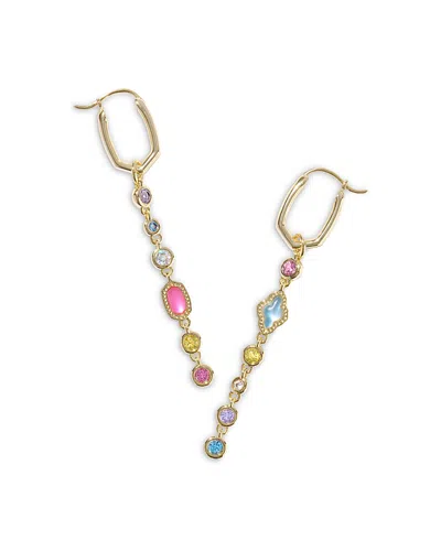 Kendra Scott 14k Gold-plated Mixed Stone Mismatch Charm Huggie Hoop Earrings In Gold/multi