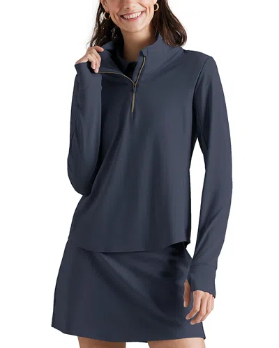 Rhone Course To Court Long Sleeve Quarter Zip Top In Navy Blue