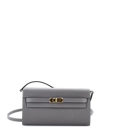 Pre-owned Pre-owned Hermes  Hermes Kelly To Go Wallet Epsom In Gray