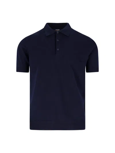 K-way Pleyne Knitted Cotton Polo Shirt In Blue