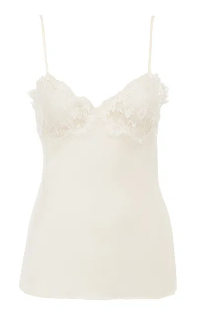 Chloé Women Ivory Washed Silk Satin And Lace Camisole Top In White