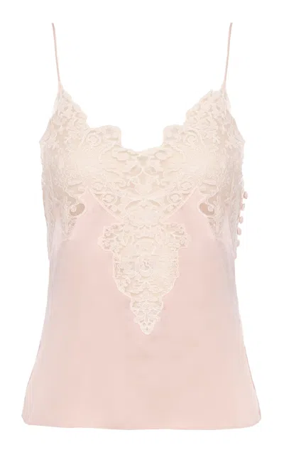 Chloé Lace-trimmed Silk Satin Lingerie Top In Pink